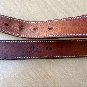 Quadraro Vintage Italian Brown Leather Belt with Silver Toned Accents Quadraro | Accessories | Quadraro Vintage Italian Brown  main image 3
